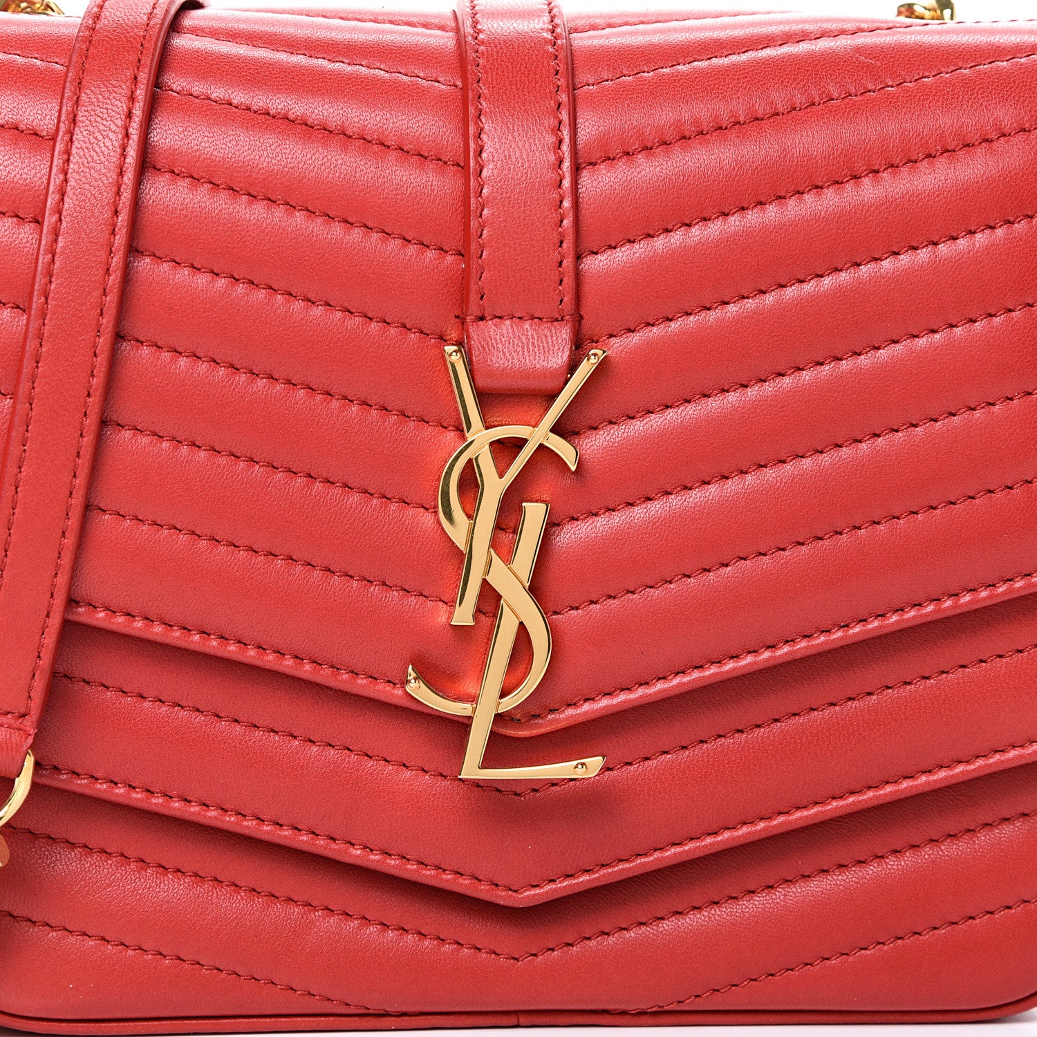 Saint Laurent Lambskin Matelasse Chevron Monogram Small Sulpice Bag Red 7 of 11