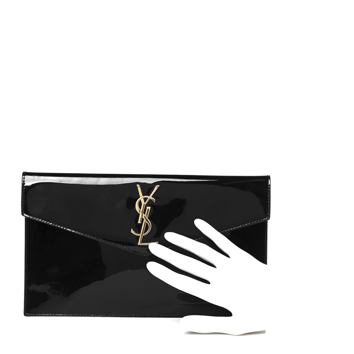 Patent Calfskin Monogram Uptown Clutch Black