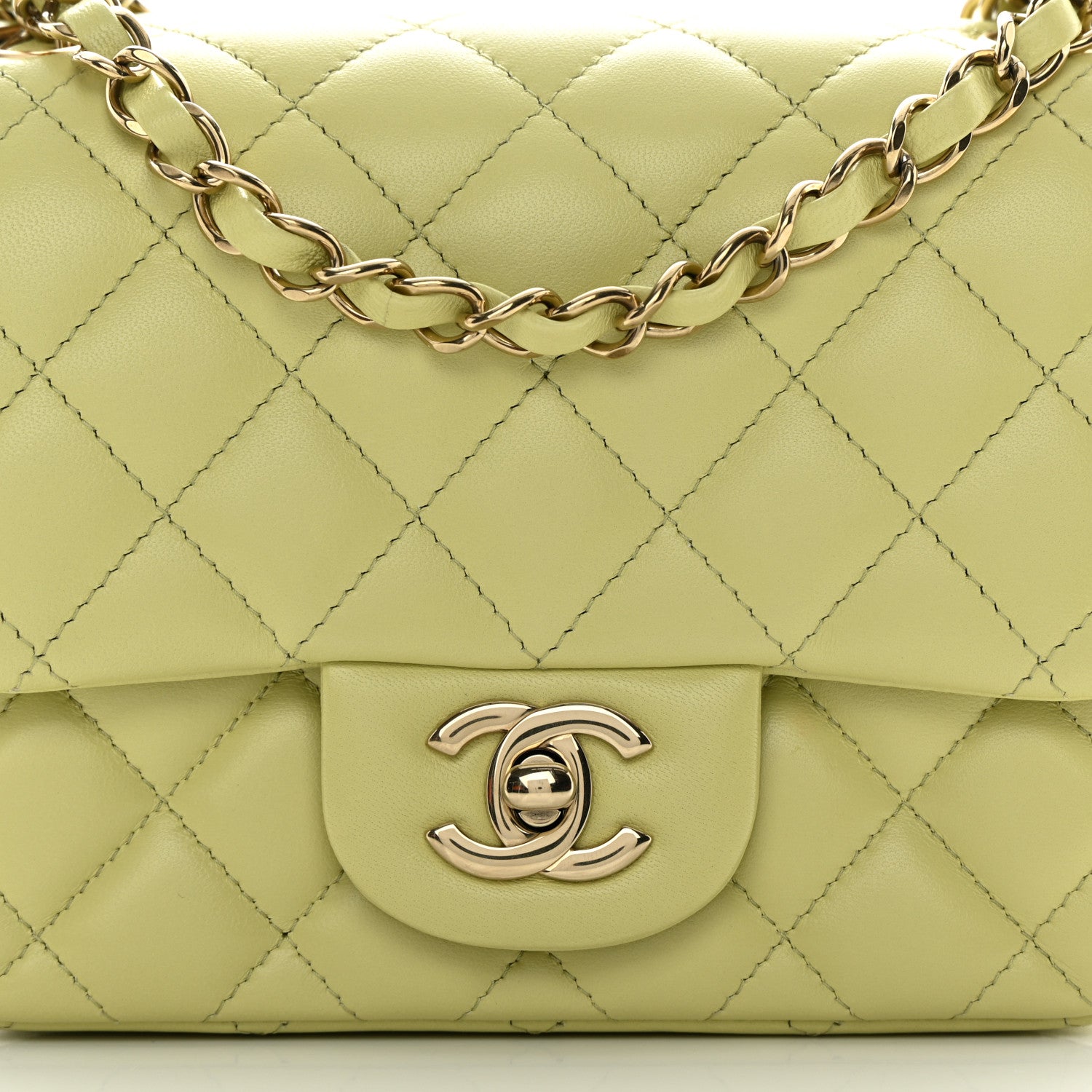 Chanel Lambskin Quilted Mini Square Flap Green 8 of 14
