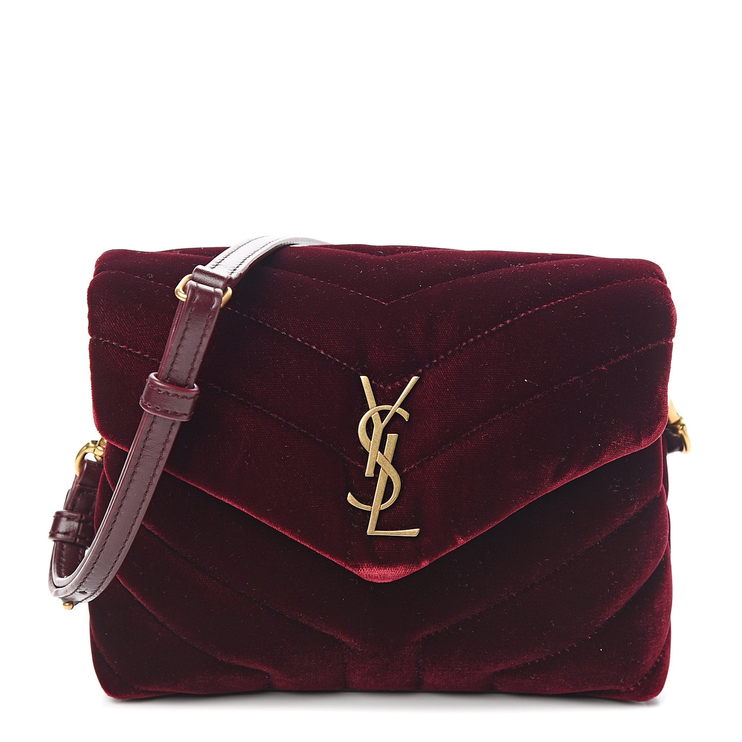 Velvet Y Quilted Monogram Toy Loulou Crossbody Bag French Burgundy