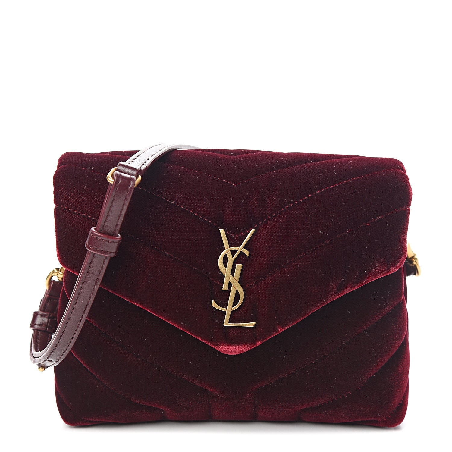 Saint Laurent Velvet Y Quilted Monogram Toy Loulou Crossbody Bag French Burgundy 1 of 9