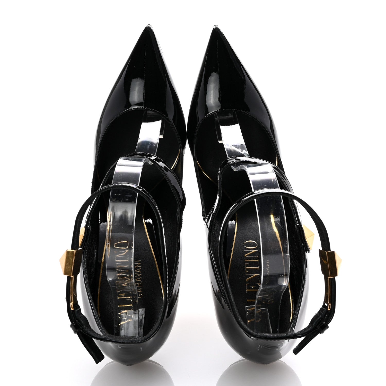 Valentino Garavani Patent Tiptoe Ankle Strap 100mm Pumps 40 Black 2 of 10