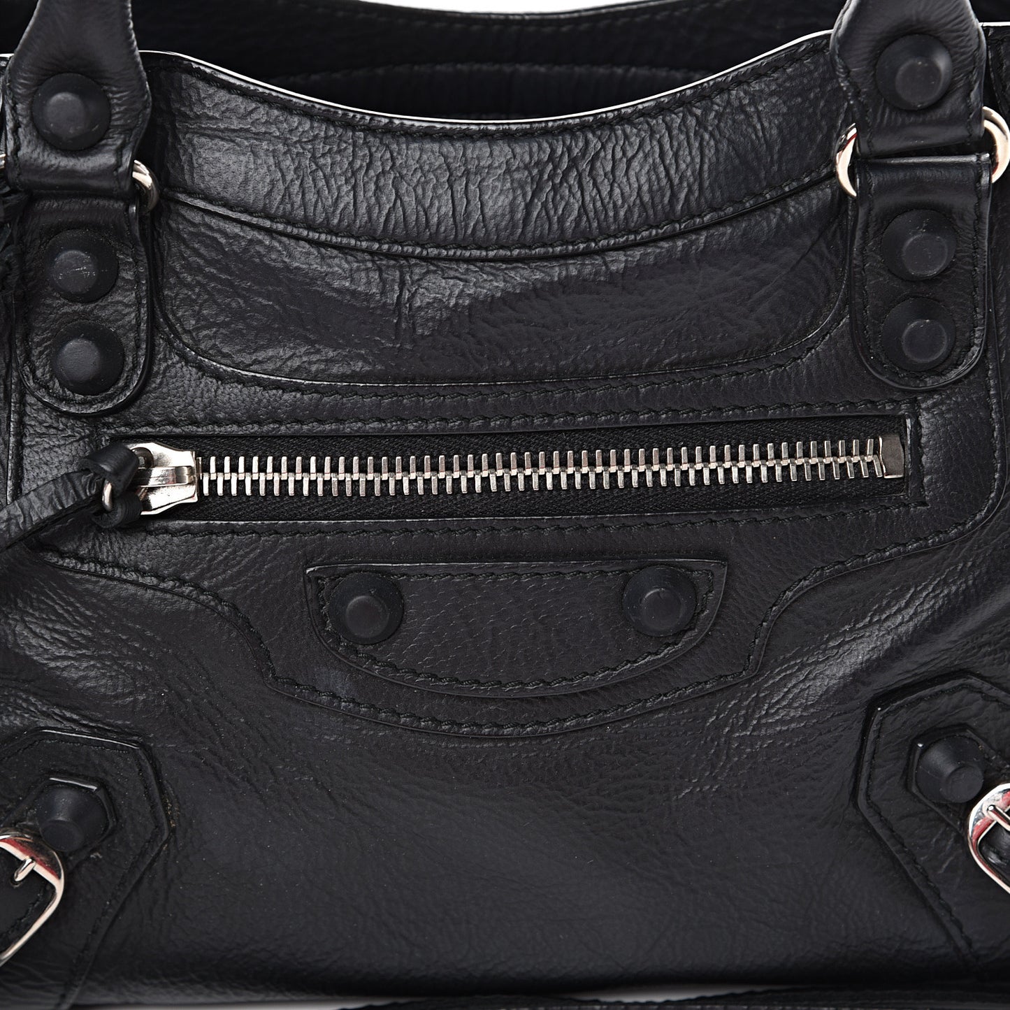 Matte Goatskin Rubber Covered Classic Hardware Mini City Black