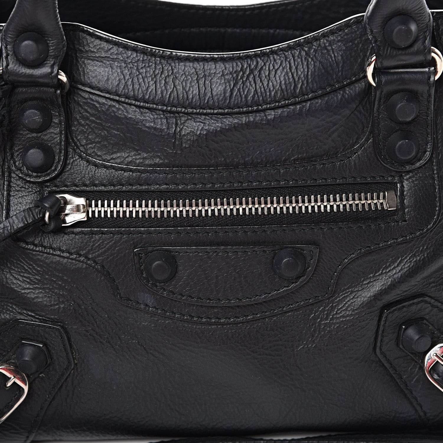 Balenciaga Matte Goatskin Rubber Covered Classic Hardware Mini City Black 7 of 12