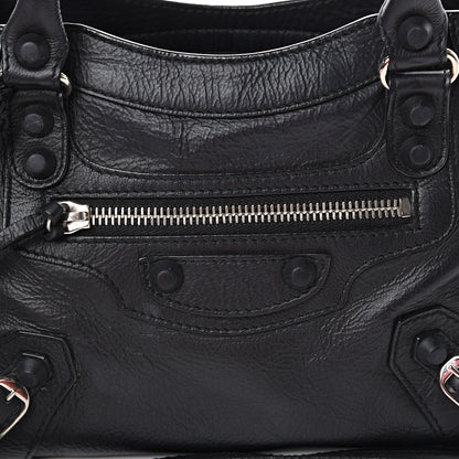 Balenciaga Matte Goatskin Rubber Covered Classic Hardware Mini City Black 7 of 12