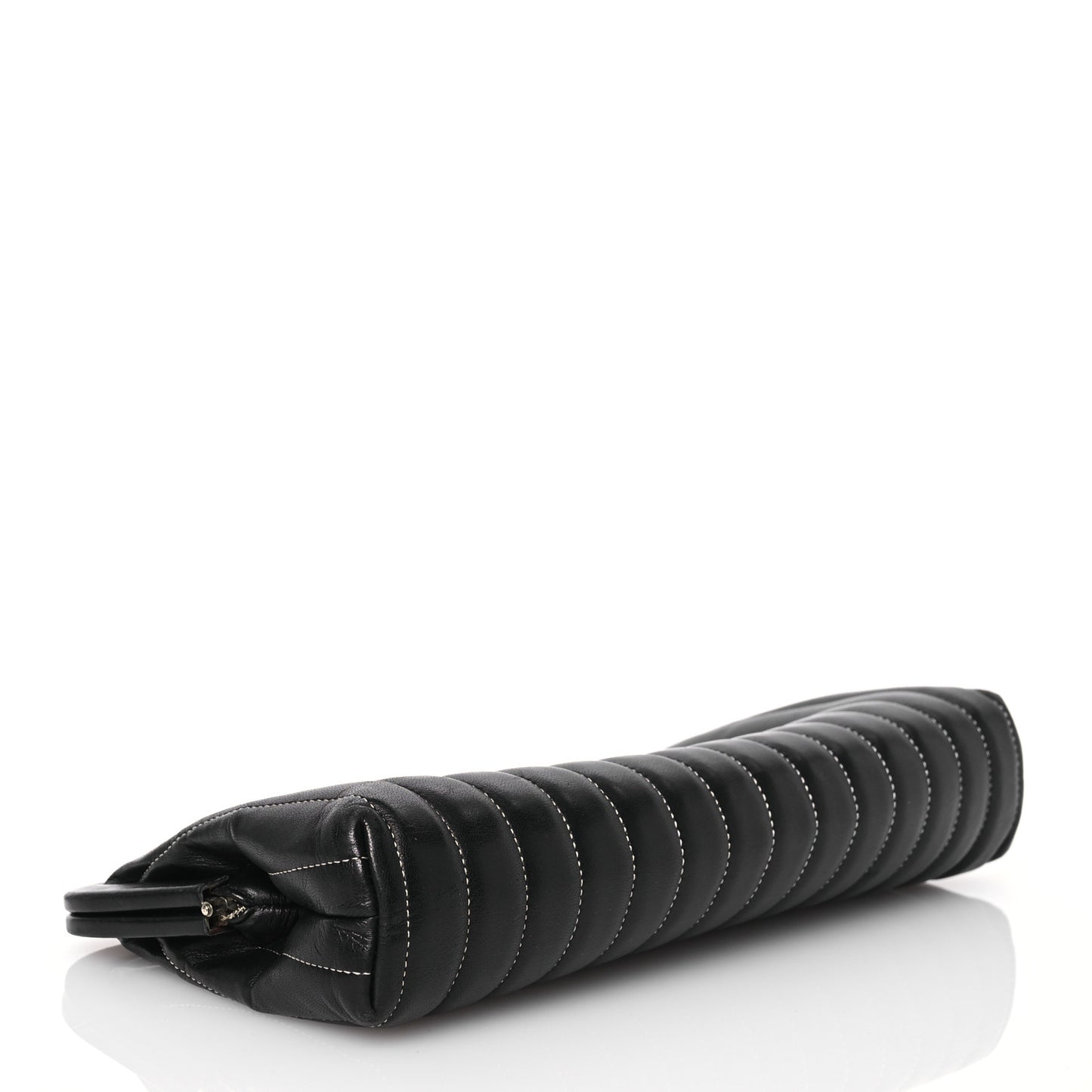 Lambskin Vertical Quilted Mademoiselle Clutch Black
