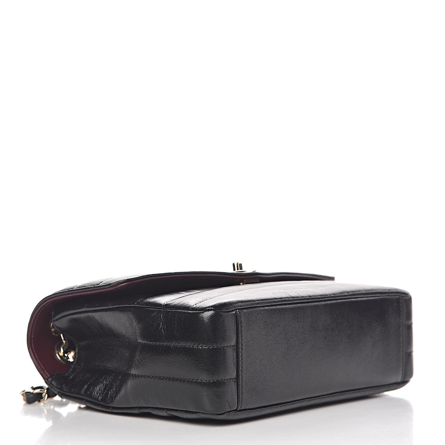 Shiny Lambskin Chevron Quilted Miroir Black