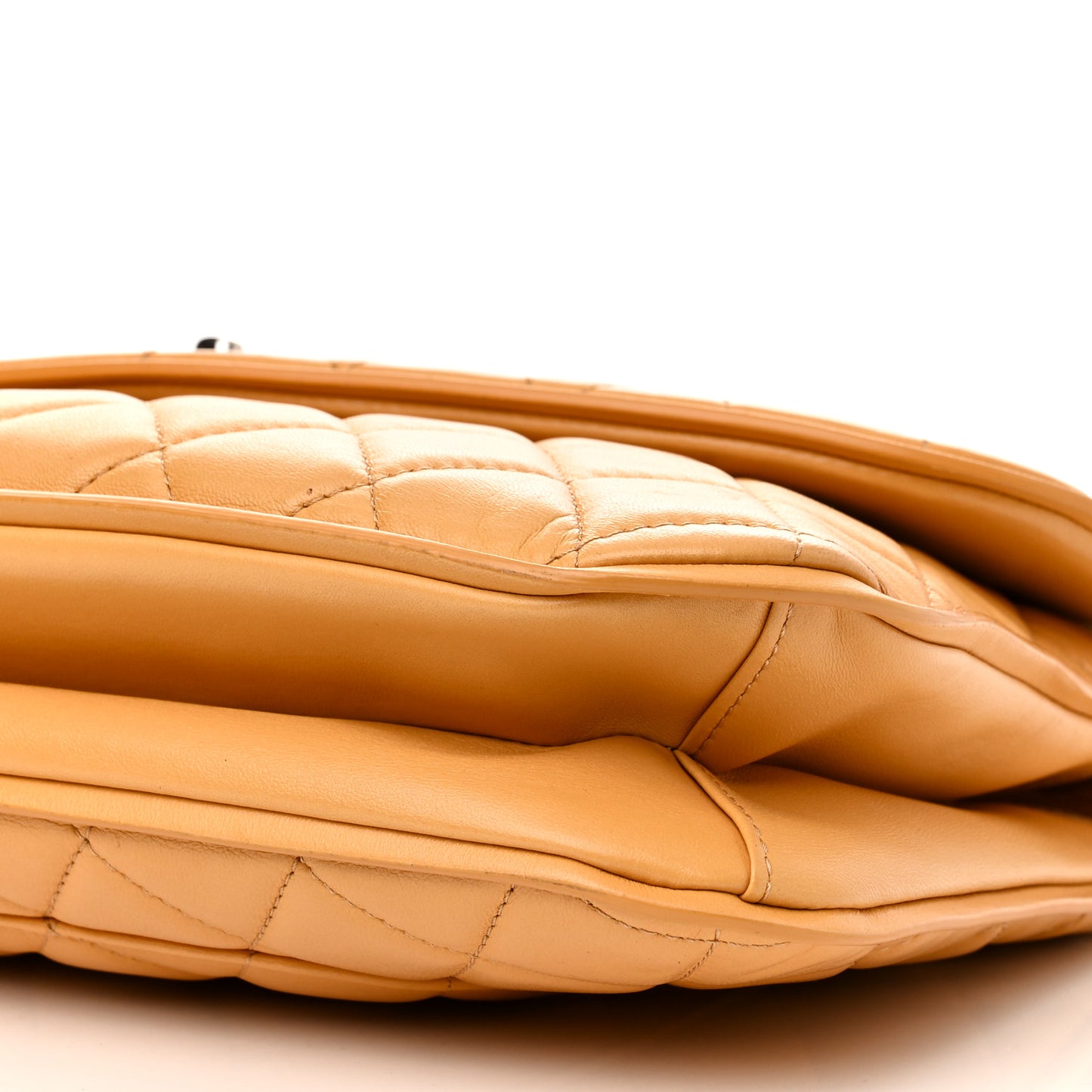 Lambskin Quilted Pagode Piping Flap Dark Yellow