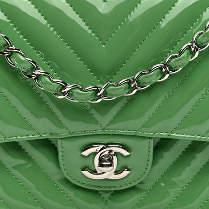 Chanel Patent Chevron Quilted Medium Double Flap Green 8 of 10