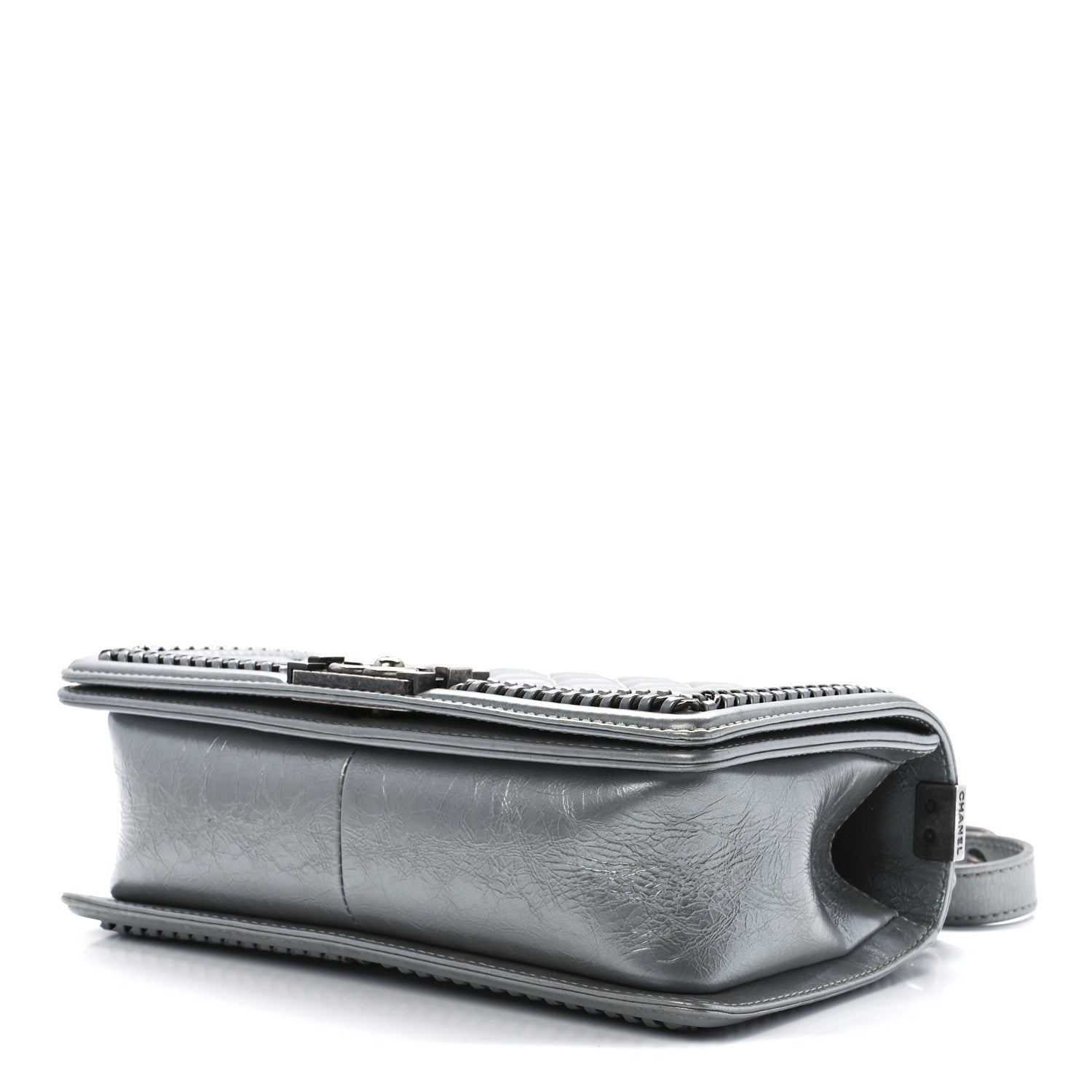 Chanel Metallic Aged Calfskin Quilted Medium Top Handle Boy Flap Silver 9 of 11