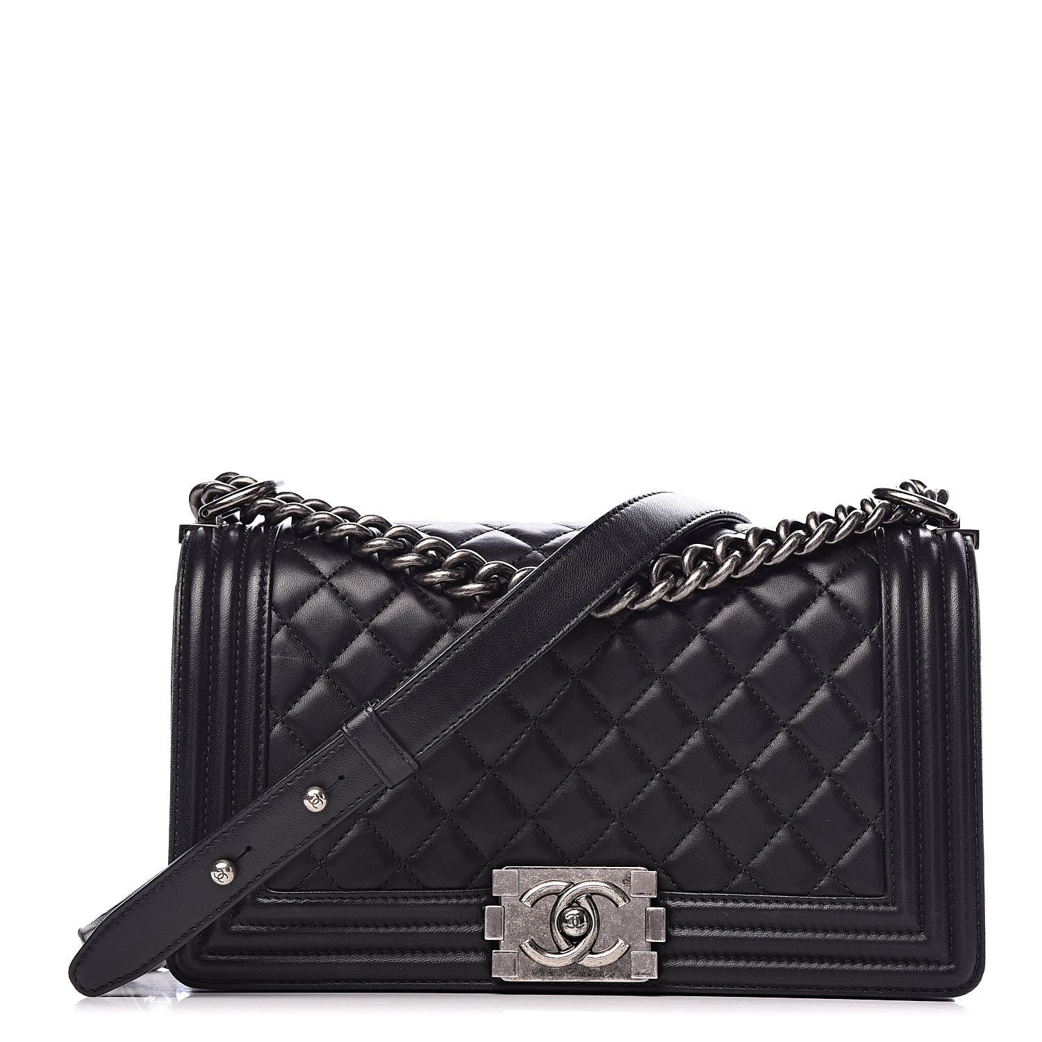 Chanel Lambskin Quilted Medium Boy Flap Black 1 of 11