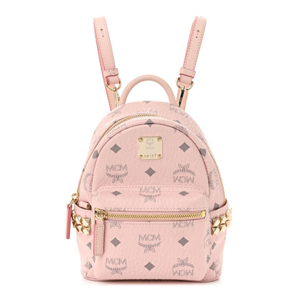 MCM Visetos Side Stud X-Mini Stark Bebe Boo Backpack Soft Pink 1 of 10