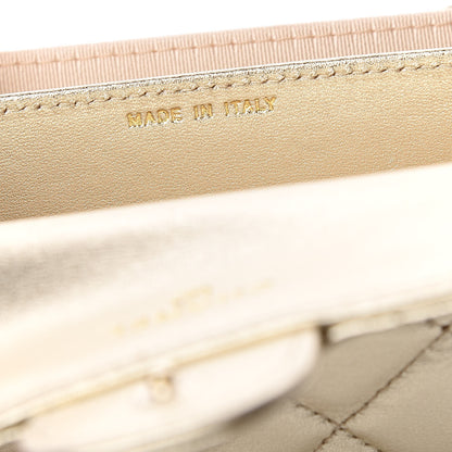 Chanel Metallic Lambskin Quilted Flap Card Holder Wallet Light Gold 7 of 9
