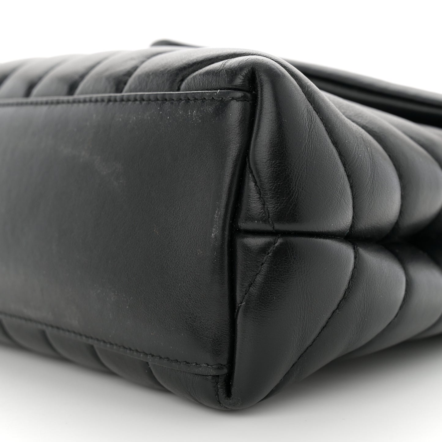 Calfskin Y Quilted Monogram Small Loulou Chain Satchel Black