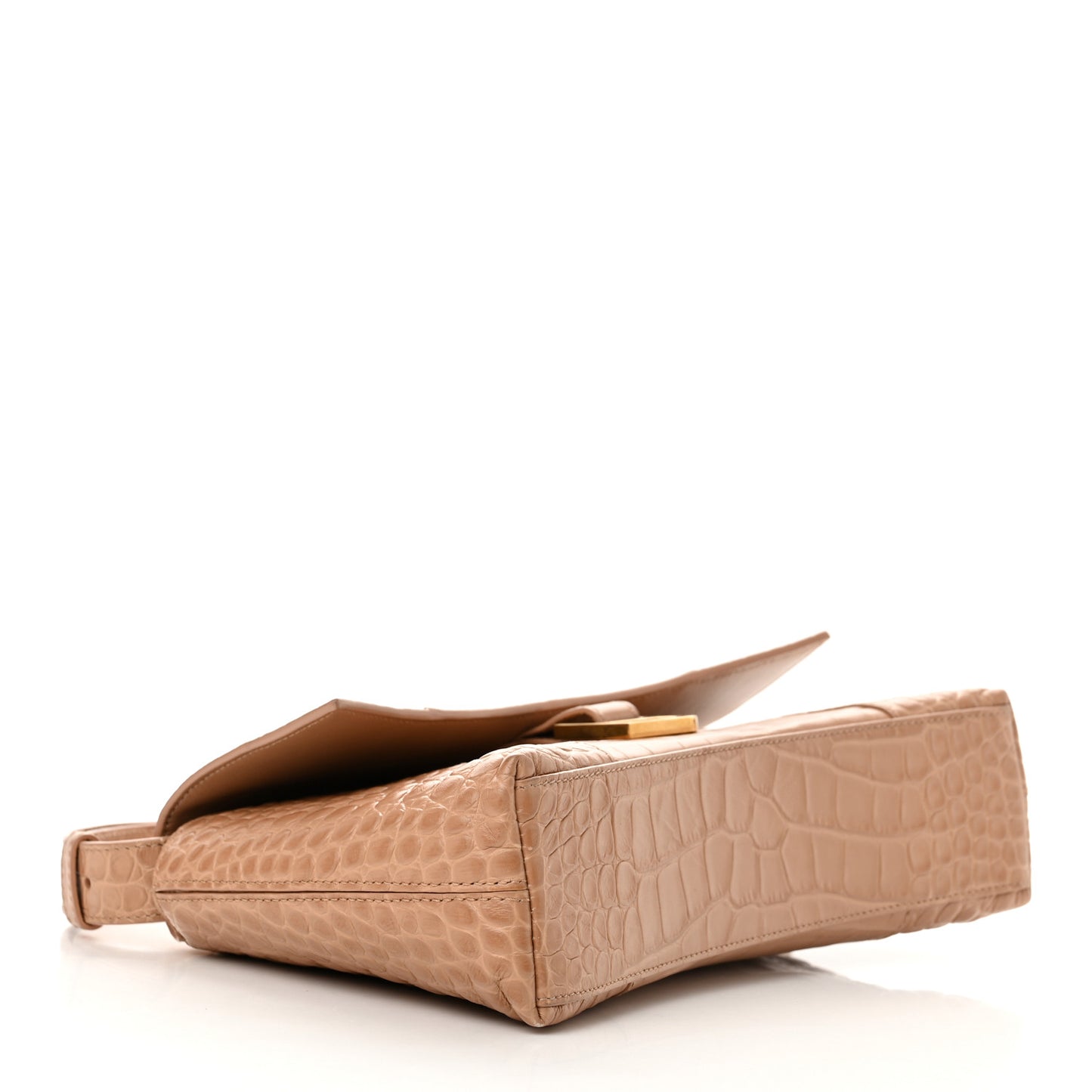 Extra Supple Calfskin Crocodile Embossed XS Downtown Shoulder Bag Nude Beige