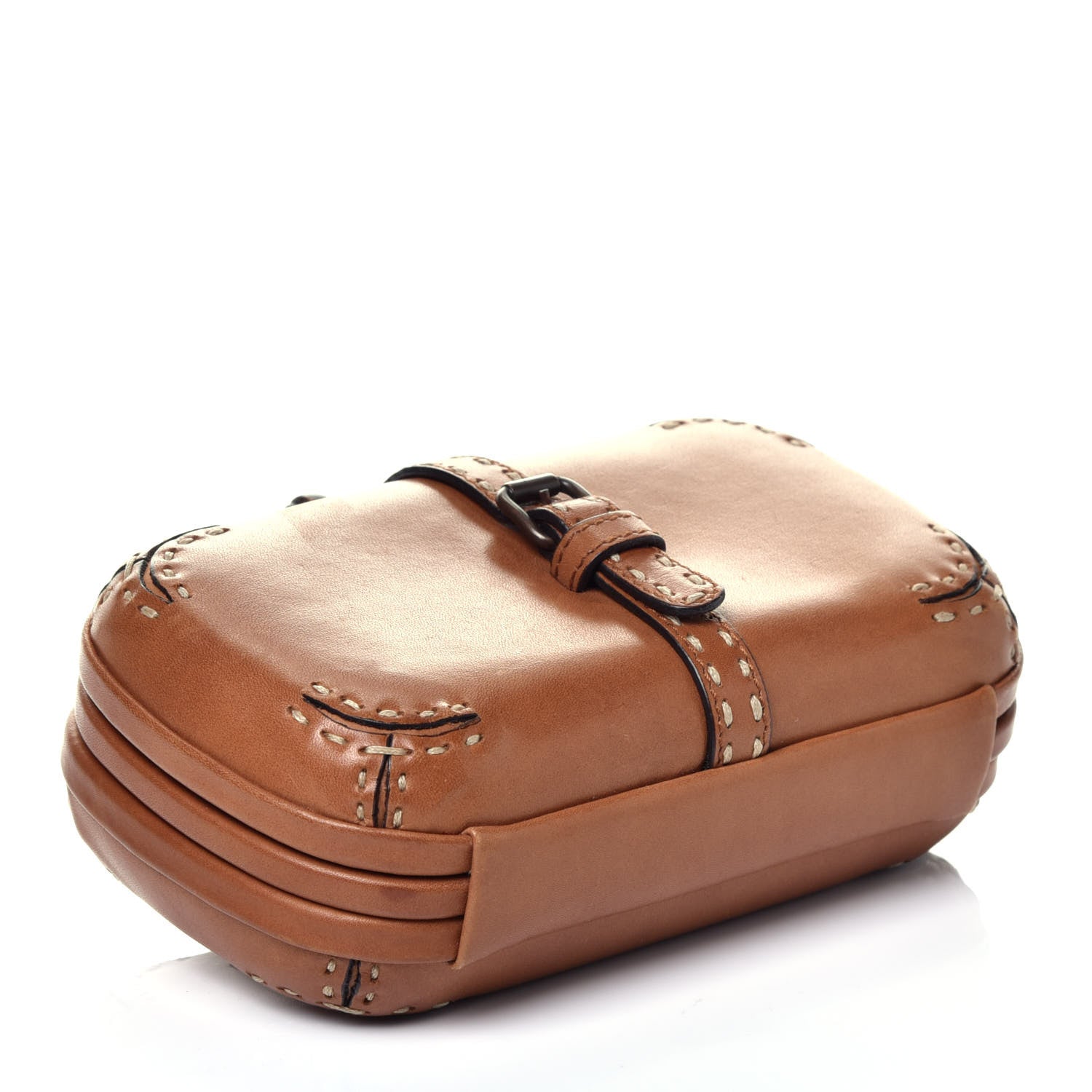 Bottega Veneta Calfskin Topstitched Knot Clutch Brown 3 of 7
