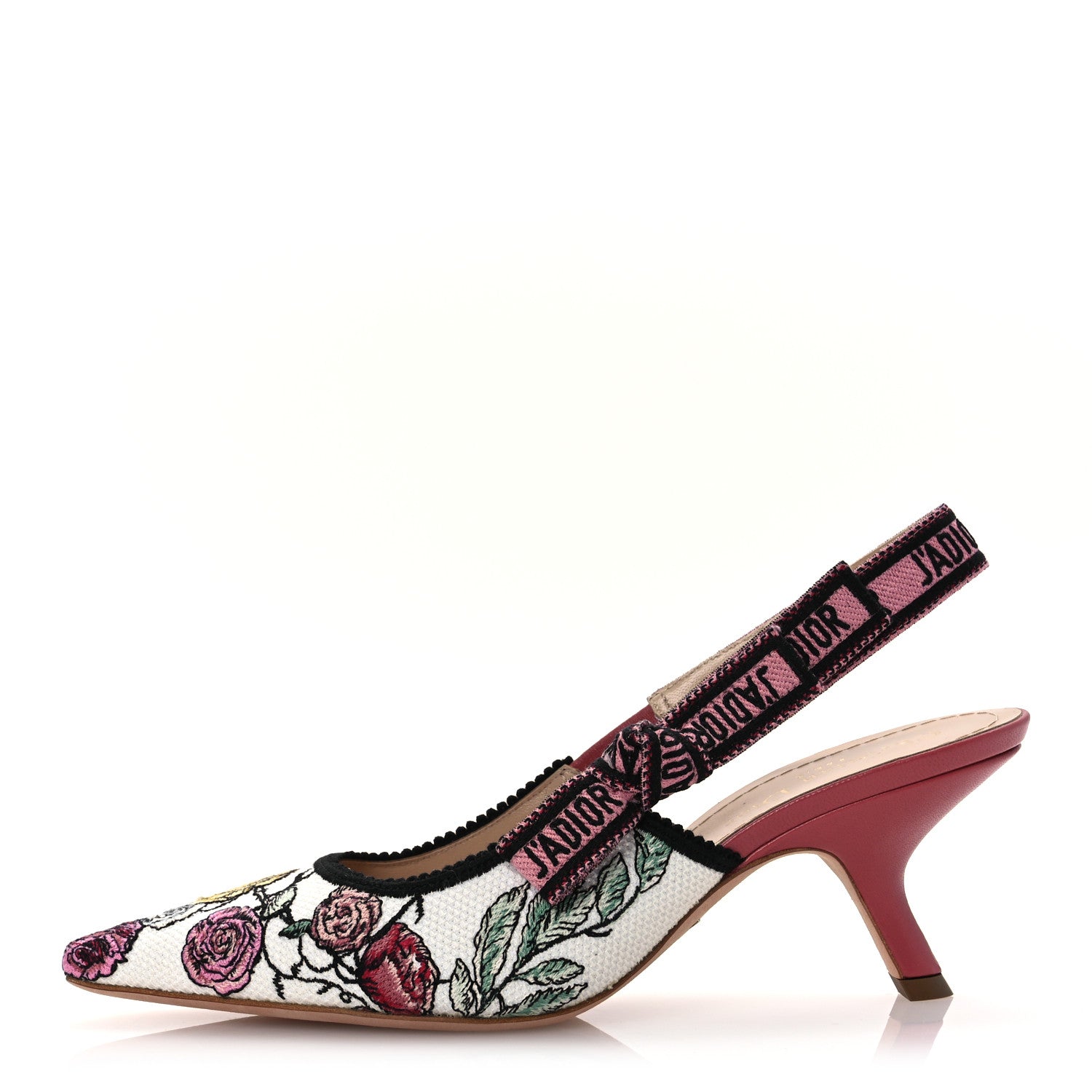 Christian Dior Canvas Embroidered Florilegio Ribbon J'Adior Slingback 65mm Pumps 37.5 White Multicolor 1 of 14