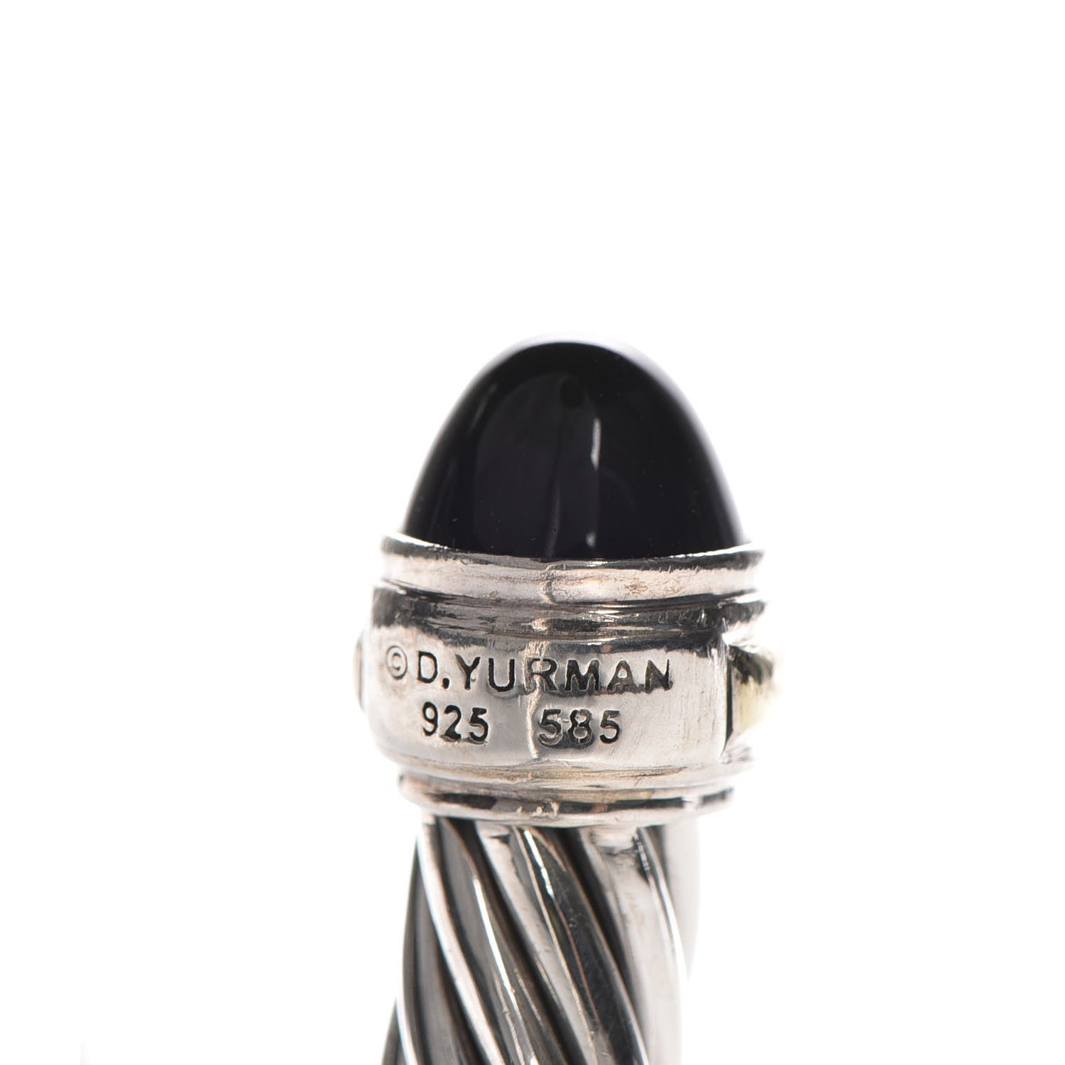 David Yurman Sterling Silver 14K Yellow Gold Black Onyx 7mm Cable Classics Bracelet 4 of 4
