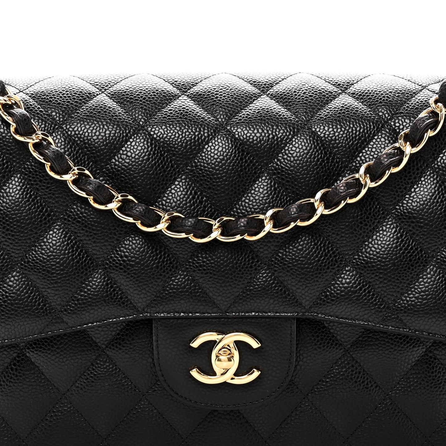 Caviar Quilted Jumbo Double Flap Black
