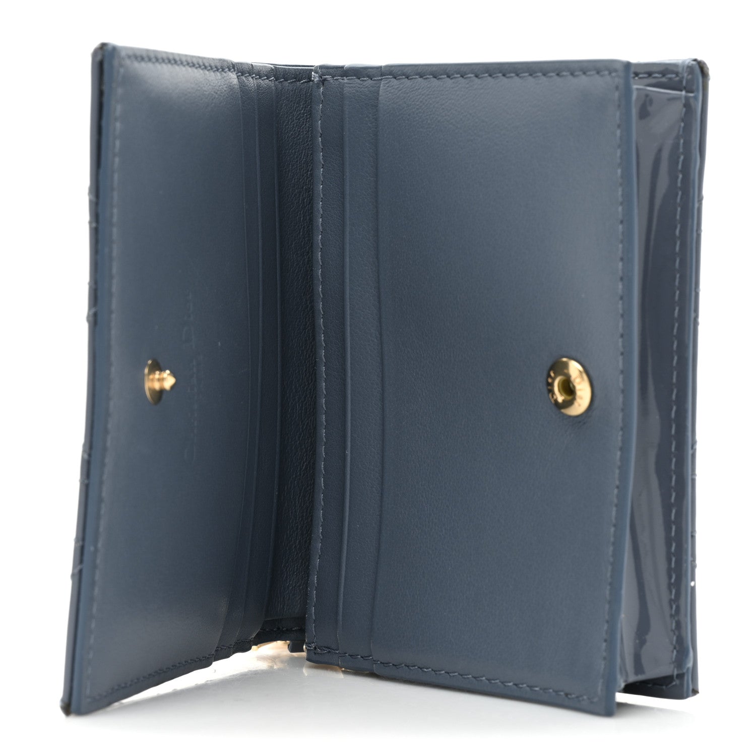 Christian Dior Patent Cannage Mini Lady Dior Wallet Gray Stone 5 of 10
