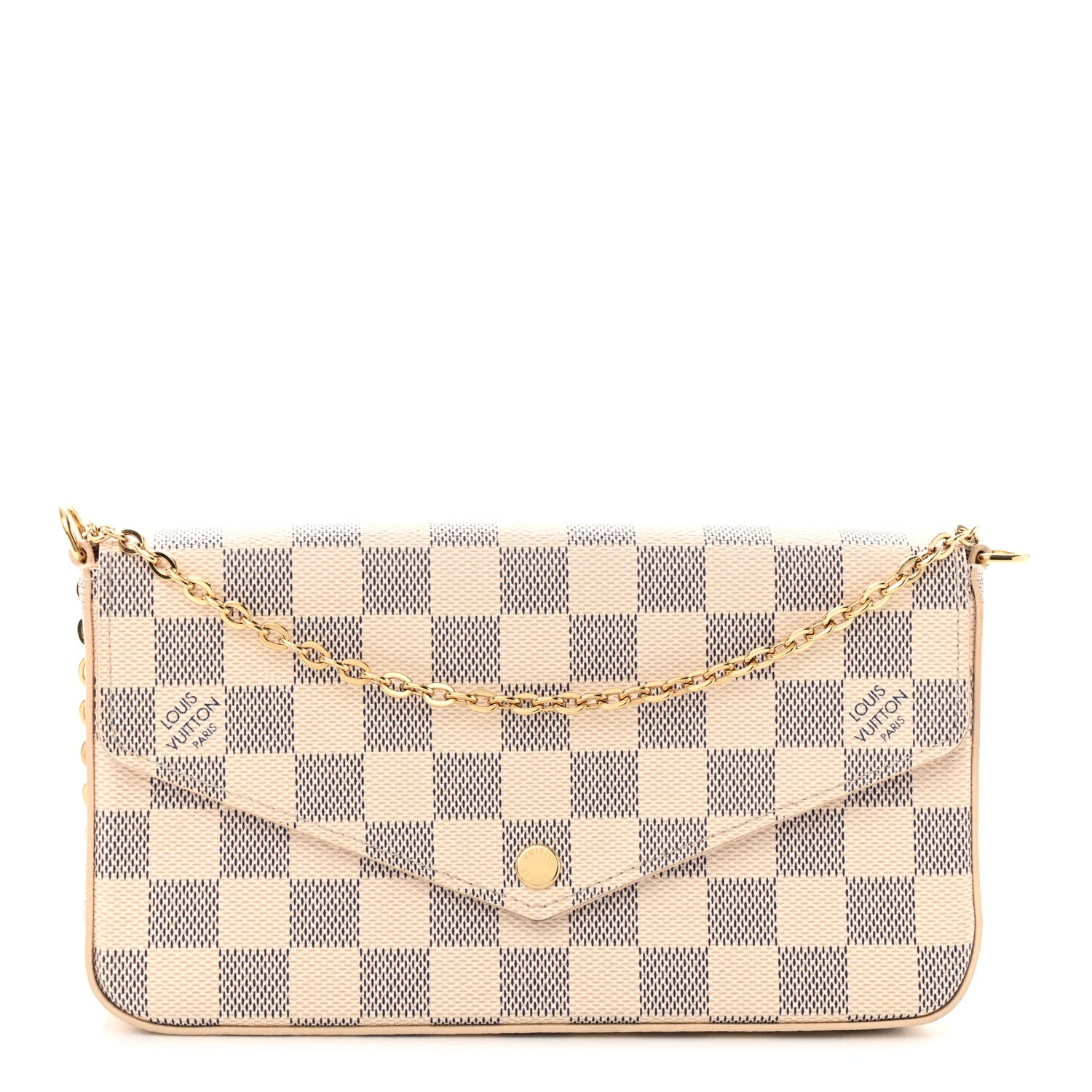 Louis Vuitton Damier Azur Pochette Felicie Chain Wallet Rose Ballerine 1 of 13