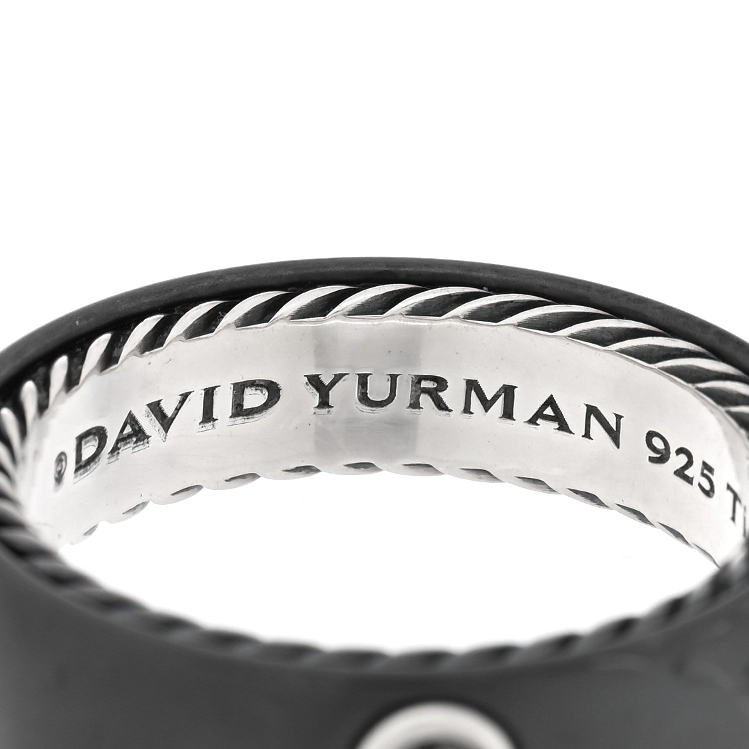 David Yurman Titanium Sterling Silver Black Diamond 6mm Streamline Band Ring 63 10.25 4 of 4