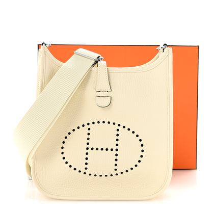 Hermes Taurillon Clemence Evelyne 23 Poche III Cream 10 of 10
