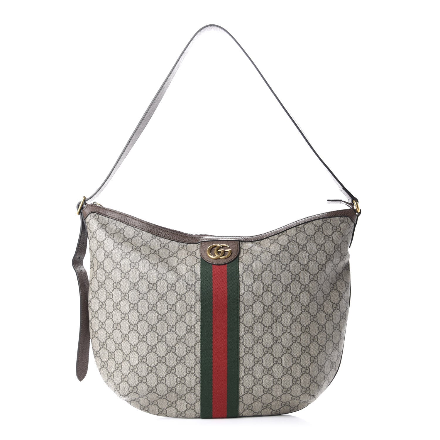 Gucci GG Supreme Monogram Web Ophidia Half Moon Hobo Brown 1 of 14