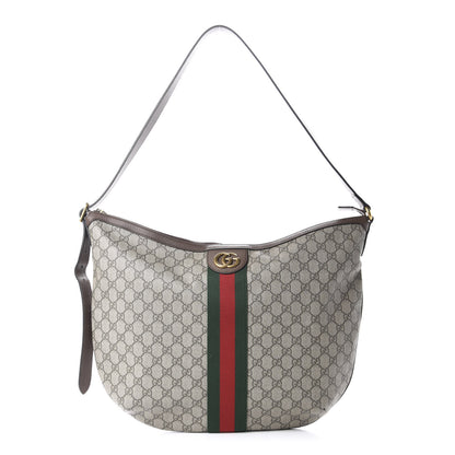 Gucci GG Supreme Monogram Web Ophidia Half Moon Hobo Brown 1 of 14