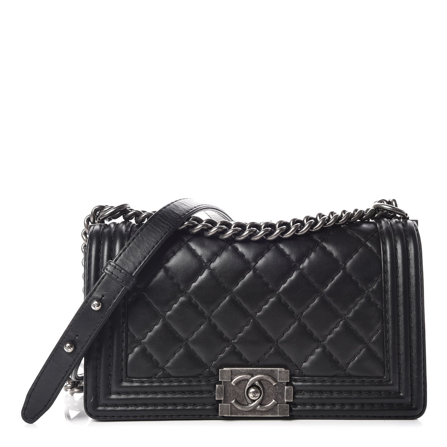 Chanel Calfskin Double Stitch Medium Boy Flap Black 1 of 10