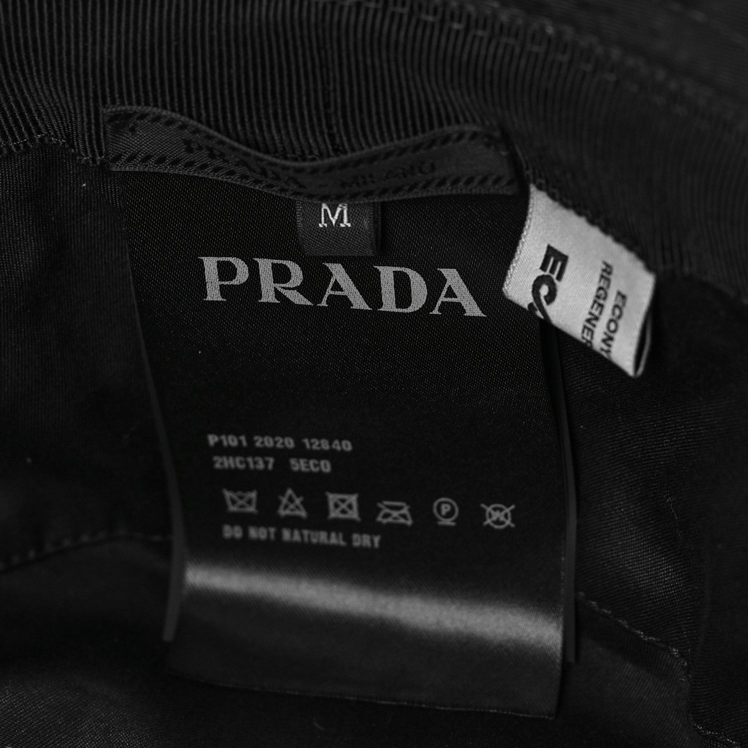 Prada Re-Nylon Metal Triangle Logo Mens Bucket Hat M Black 5 of 5