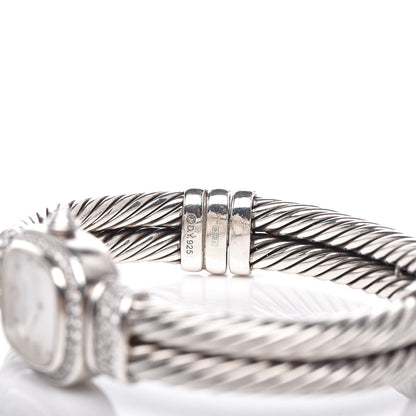 David Yurman Sterling Silver Diamond Bezel Mother of Pearl 19mm Cable Chelsea Quartz Watch 6 of 8