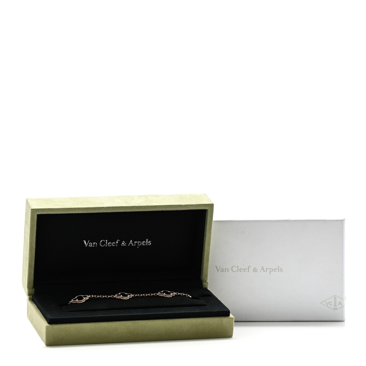 Van Cleef & Arpels 18K Yellow Gold Black Onyx 5 Motifs Vintage Alhambra Bracelet 5 of 5