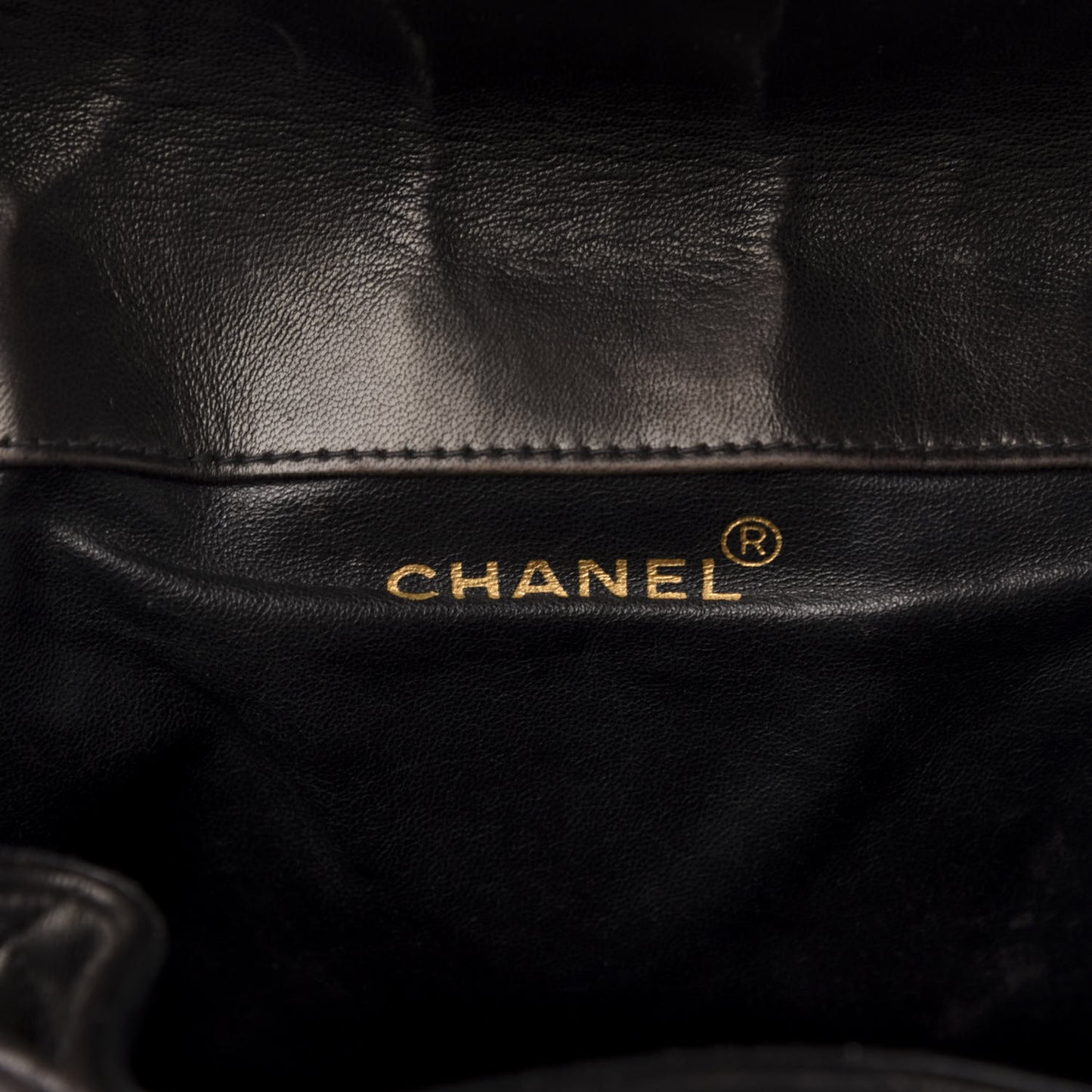 Lambskin Quilted Drawstring Backpack Black