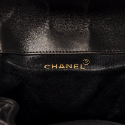 Chanel Lambskin Quilted Drawstring Backpack Black 5 of 11