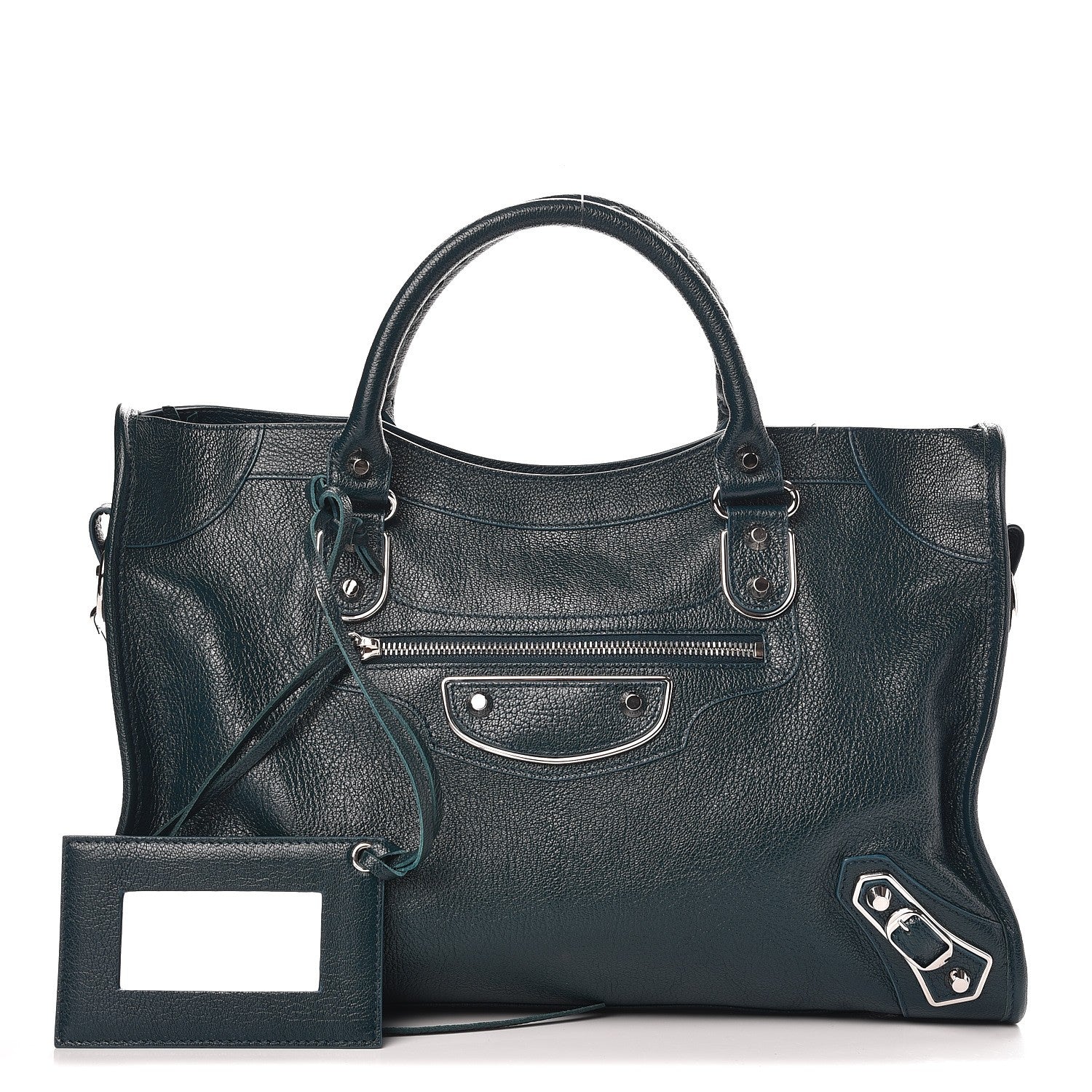 Balenciaga Chevre Silver Metallic Edge Hardware City Bleu Paon 1 of 8