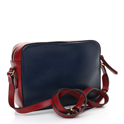 Gucci Textured Calfskin Small Horsebit 1955 Shoulder Bag Blue New Cherry Red 3 of 11