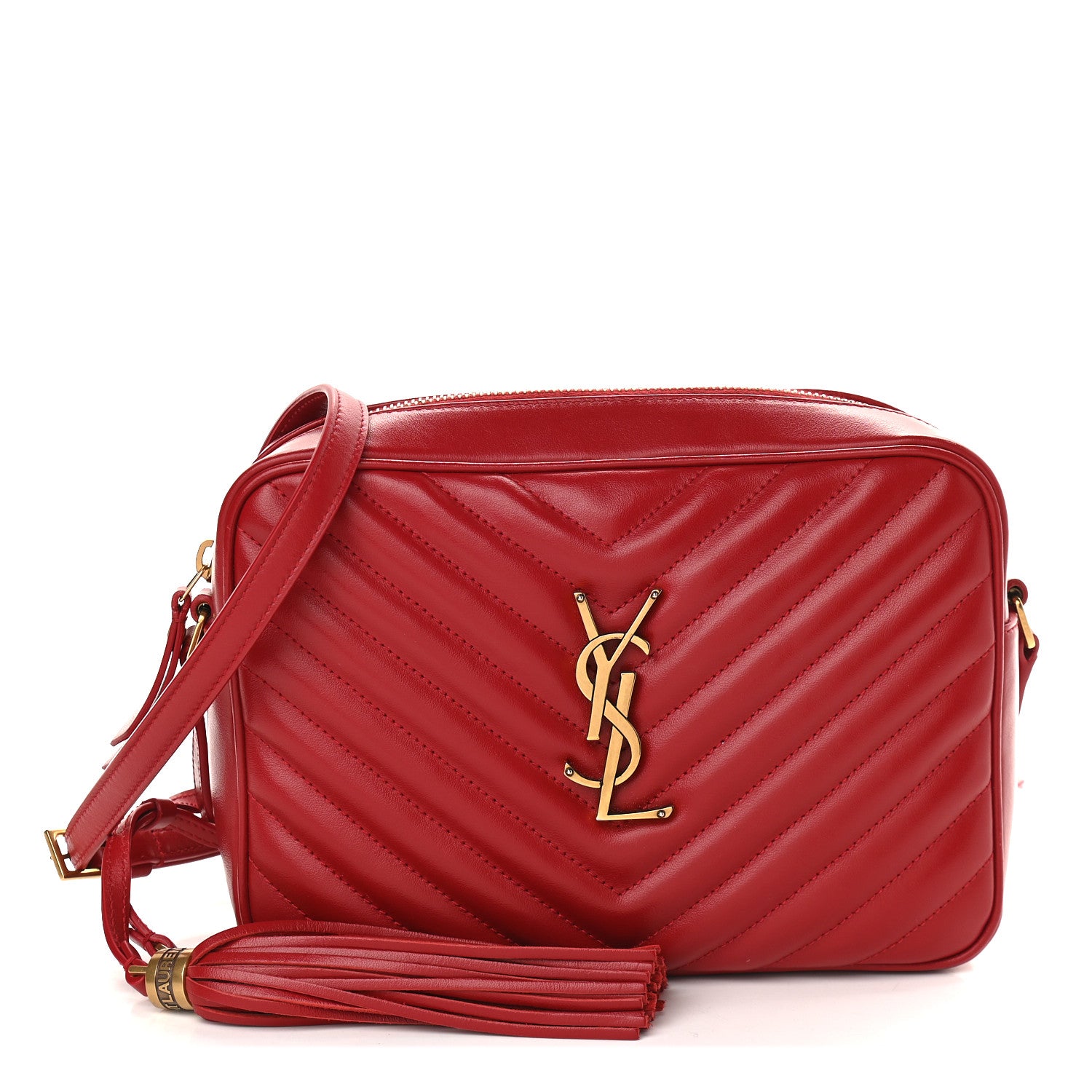 Saint Laurent Calfskin Matelasse Monogram Lou Camera Bag Red 1 of 8