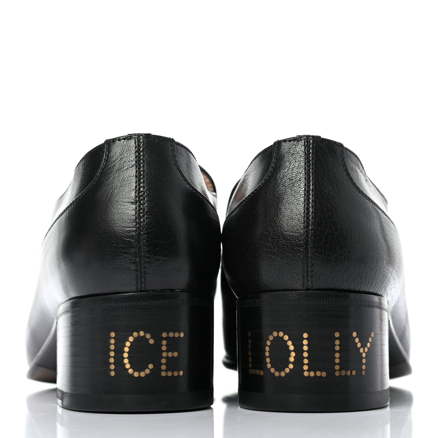 Gucci Goatskin Womens Chain Mid-Heel Loafers 40 Black 5 of 9