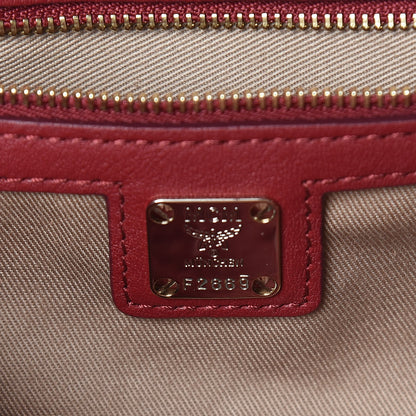 MCM Calfskin Ottomar Monogram Boston Bag Red 7 of 12
