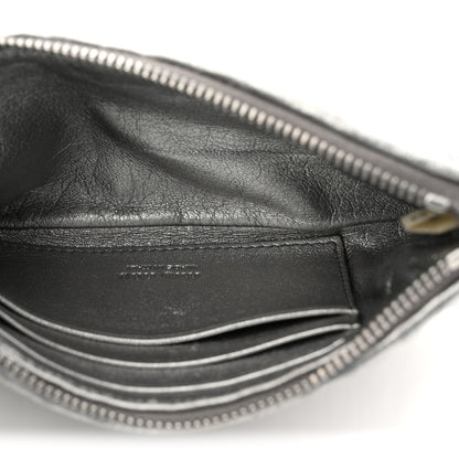 Miu Miu Metallic Nappa Matelasse Quilted Zip Wallet Silver 10 of 14