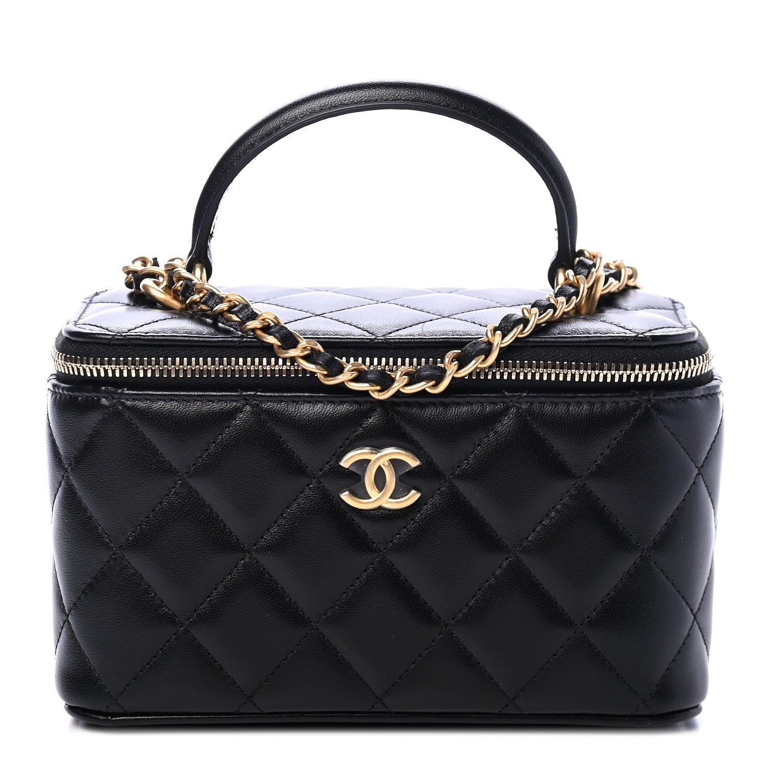 Chanel Lambskin Quilted Small Top Handle Vanity Case With Chain Black 1 of 4