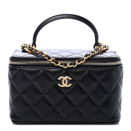 Chanel Lambskin Quilted Small Top Handle Vanity Case With Chain Black 1 of 4