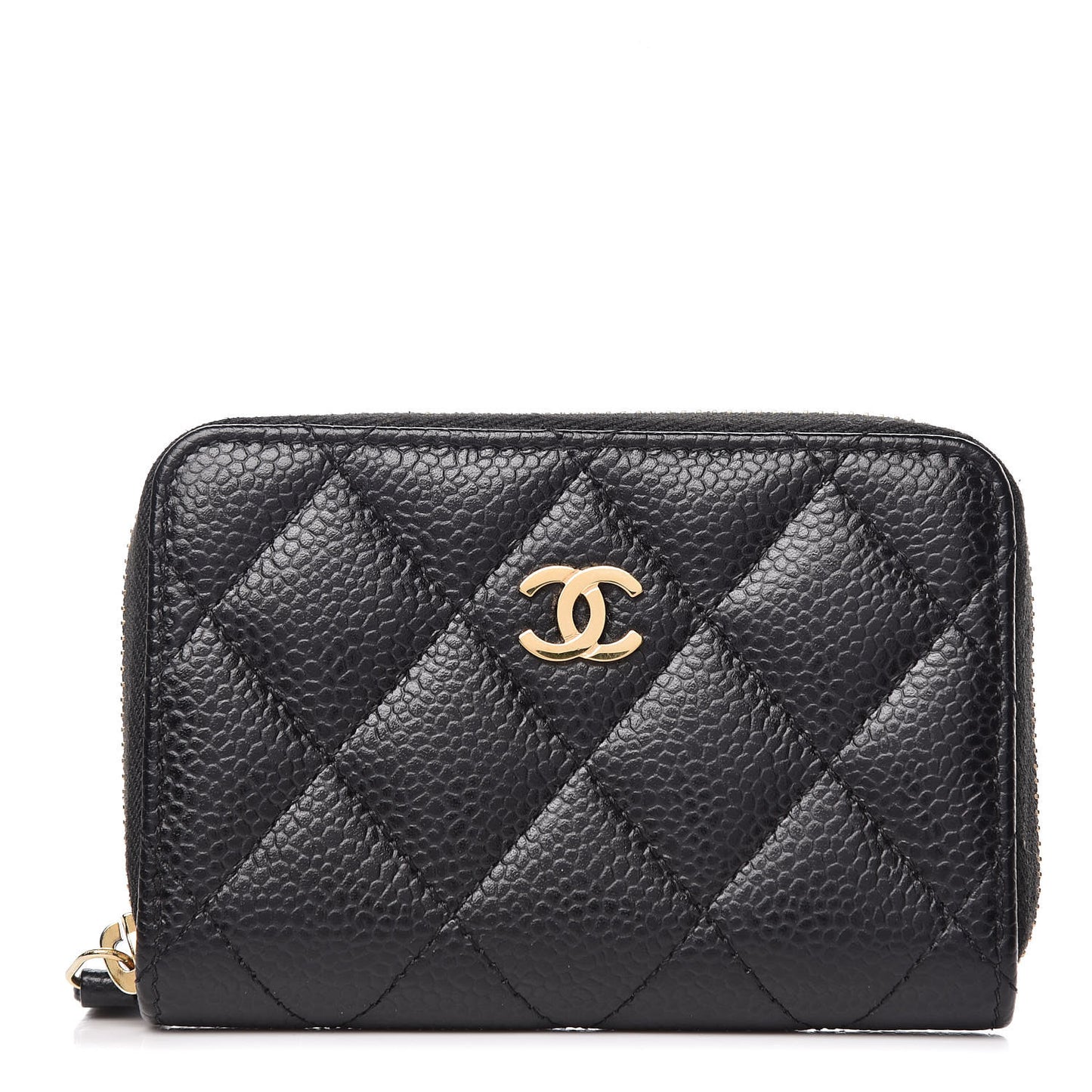 Caviar Quilted Zip Coin Purse Black