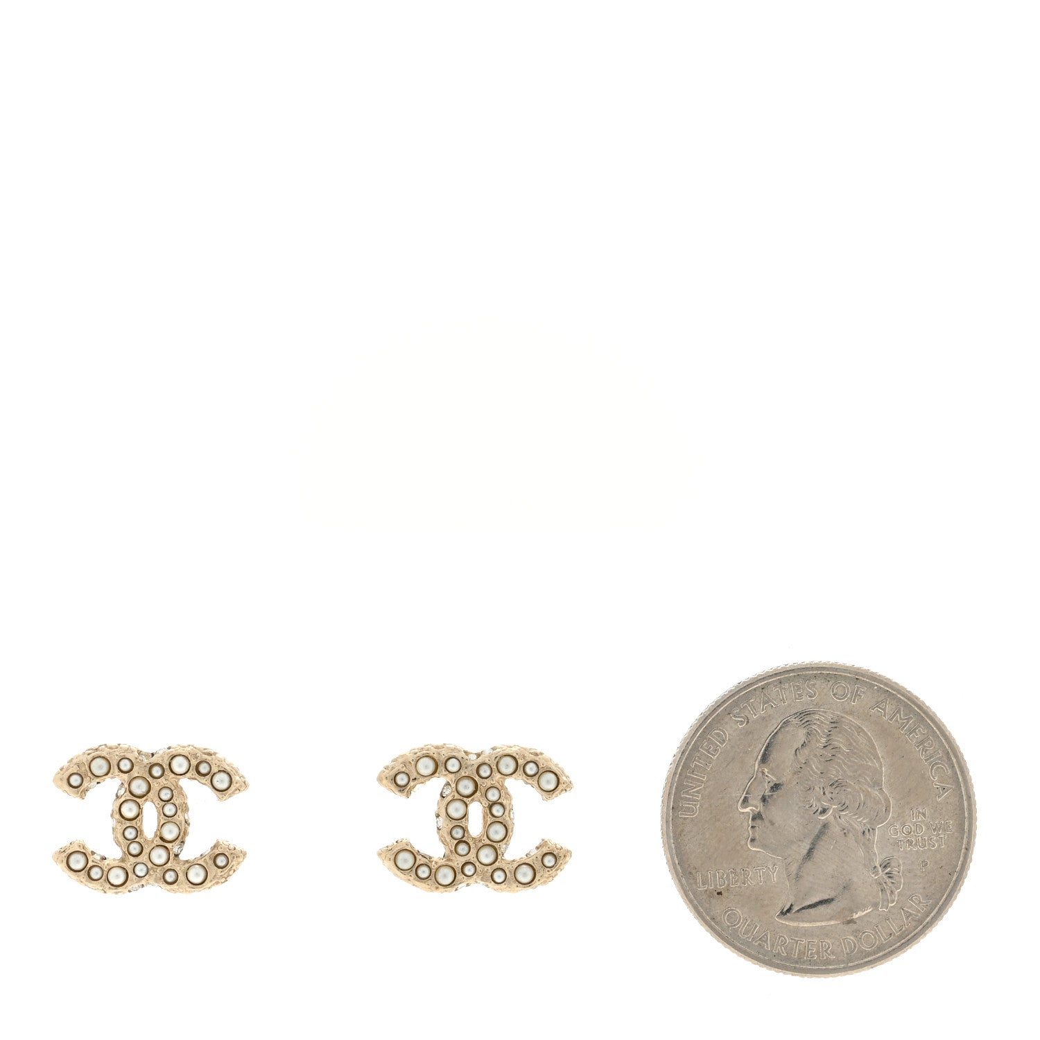 Chanel Pearl Crystal CC Earrings Light Gold 2 of 4