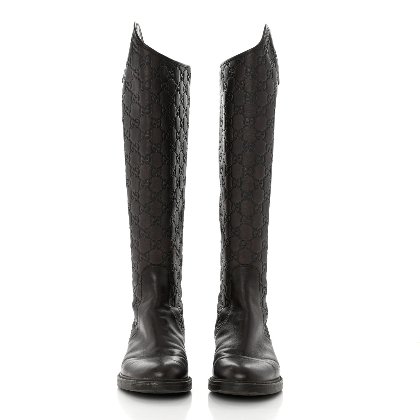 Guccissima Calfskin Miro Soft Knee High Riding Boots 37 Chocolate
