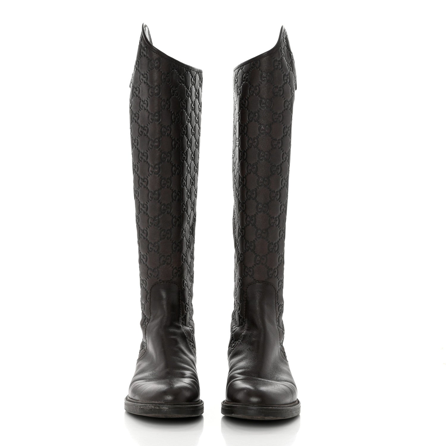 Gucci Guccissima Calfskin Miro Soft Knee High Riding Boots 37 Chocolate 2 of 9