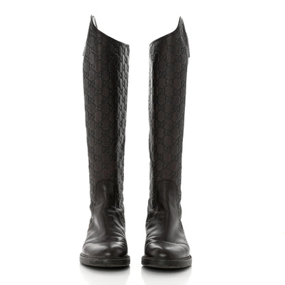 Gucci Guccissima Calfskin Miro Soft Knee High Riding Boots 37 Chocolate 2 of 9