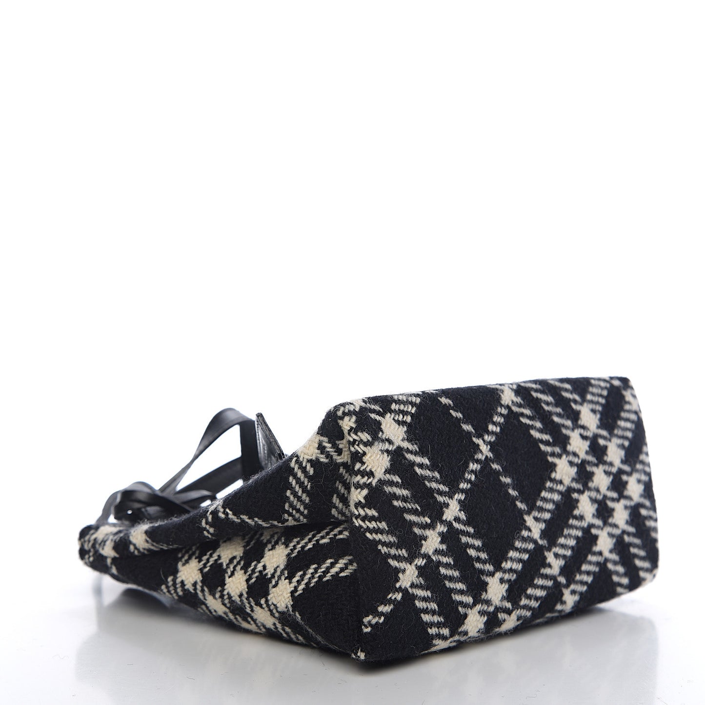Wool Plaid Check Tote Black