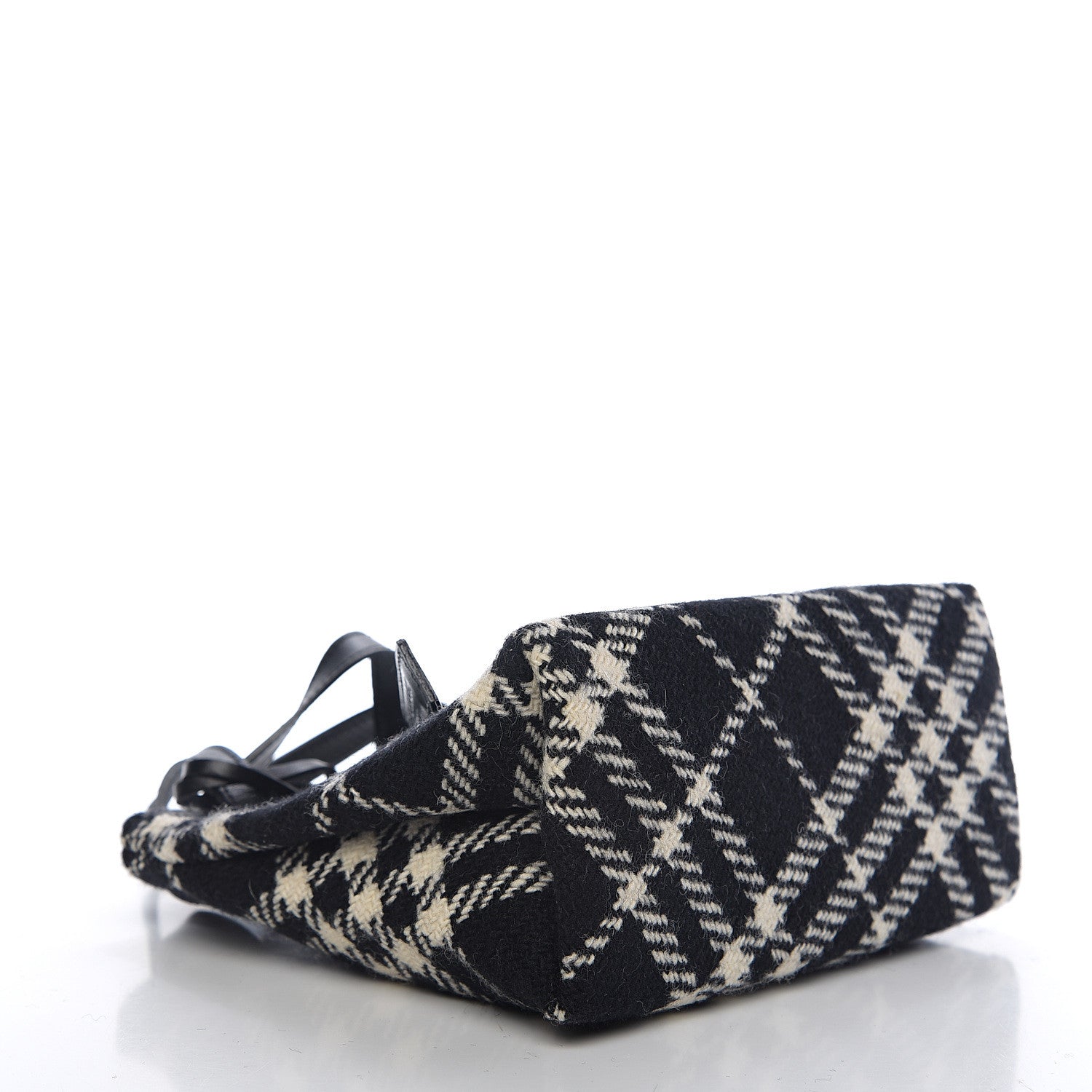 Burberry Wool Plaid Check Tote Black 3 of 8